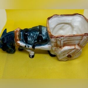 Vintage Occupied Japan Donkey Cart Vase Planter